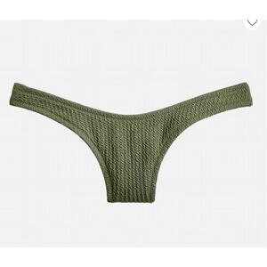 J. Crew Textured curved-waist cheeky bikini bottom‎ Green Size XL NWT